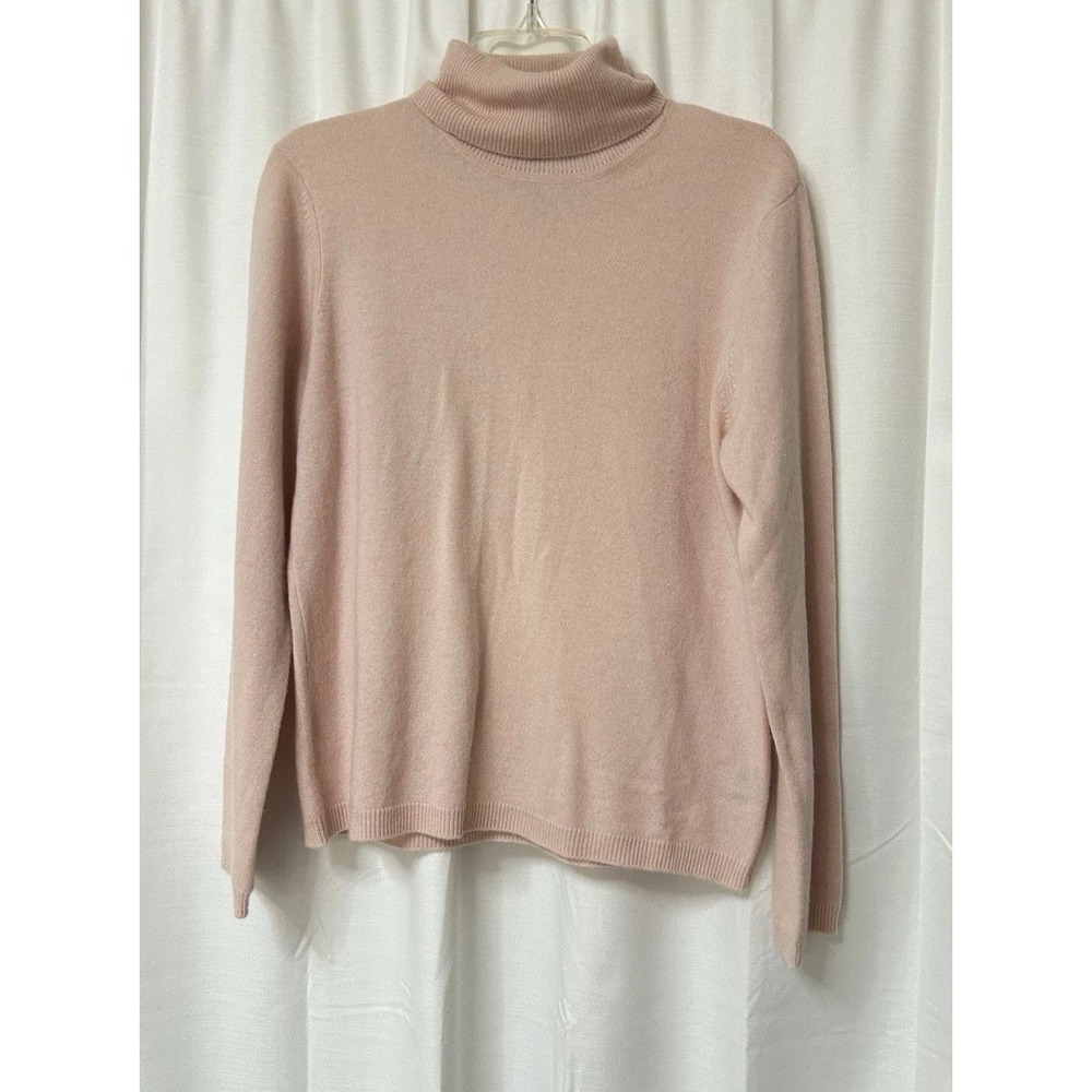 Ralph Lauren Pullover Sweater 100% Cashmere Large Pink Turtleneck Long Sleeve - Picture 1 of 4